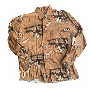 Magellan Sportswear Button Down Long Sleeve Deer Bucks Hunting Shirt Size L